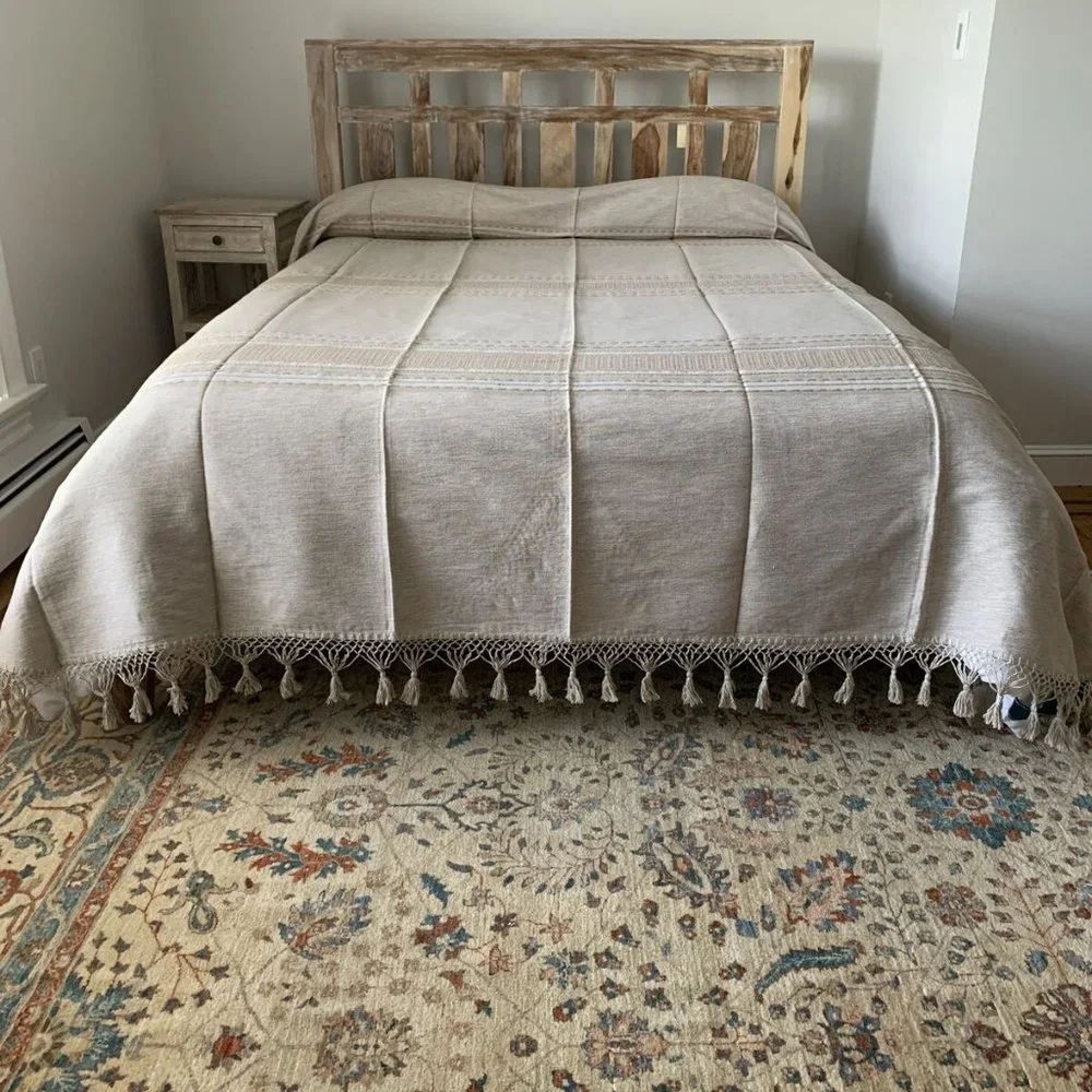 Hand Loom Queen Size Cotton Bedspread.